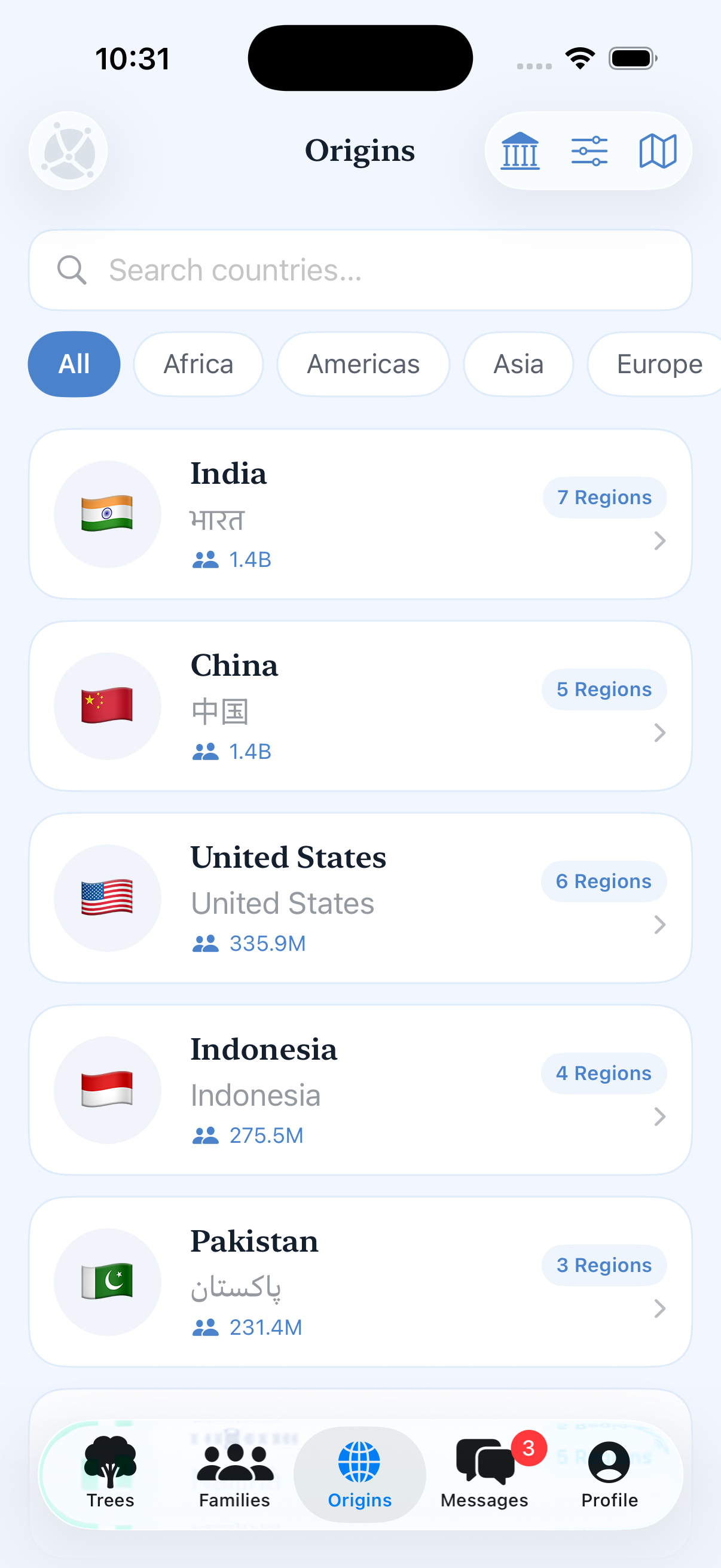 relationpoint Origins — browse countries worldwide
