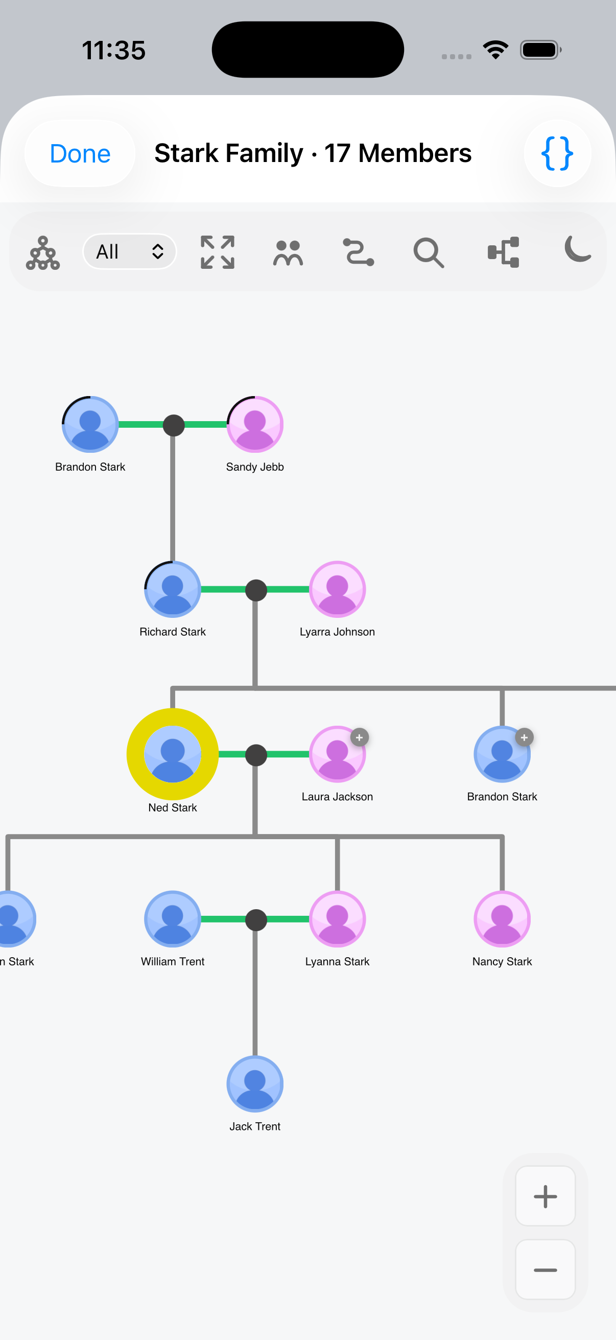 RelationPoint family tree chart view